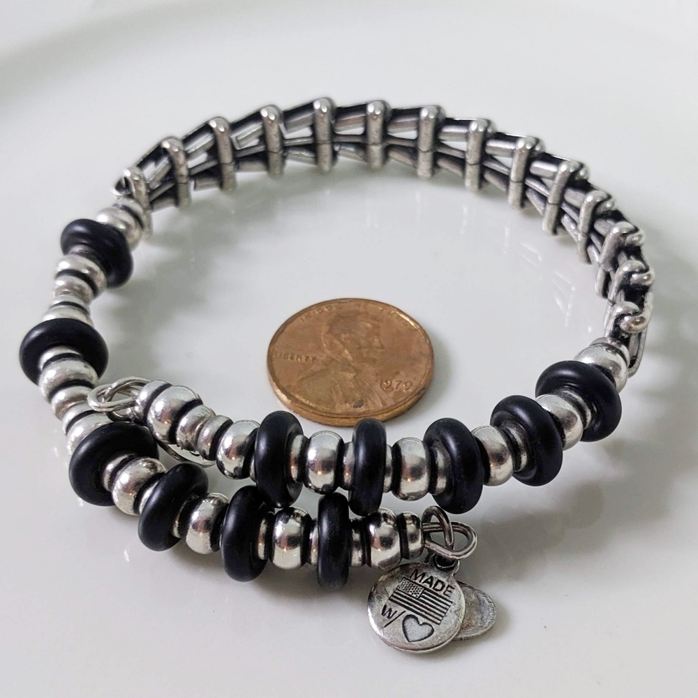 Alex and Ani Jet Fleetwood Black Wrap Bracelet - Picture 2 of 7